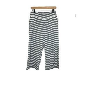 Aerie Women’s Blue & White Striped Wide Leg Gauze Gaucho Beach Crop Pants Large